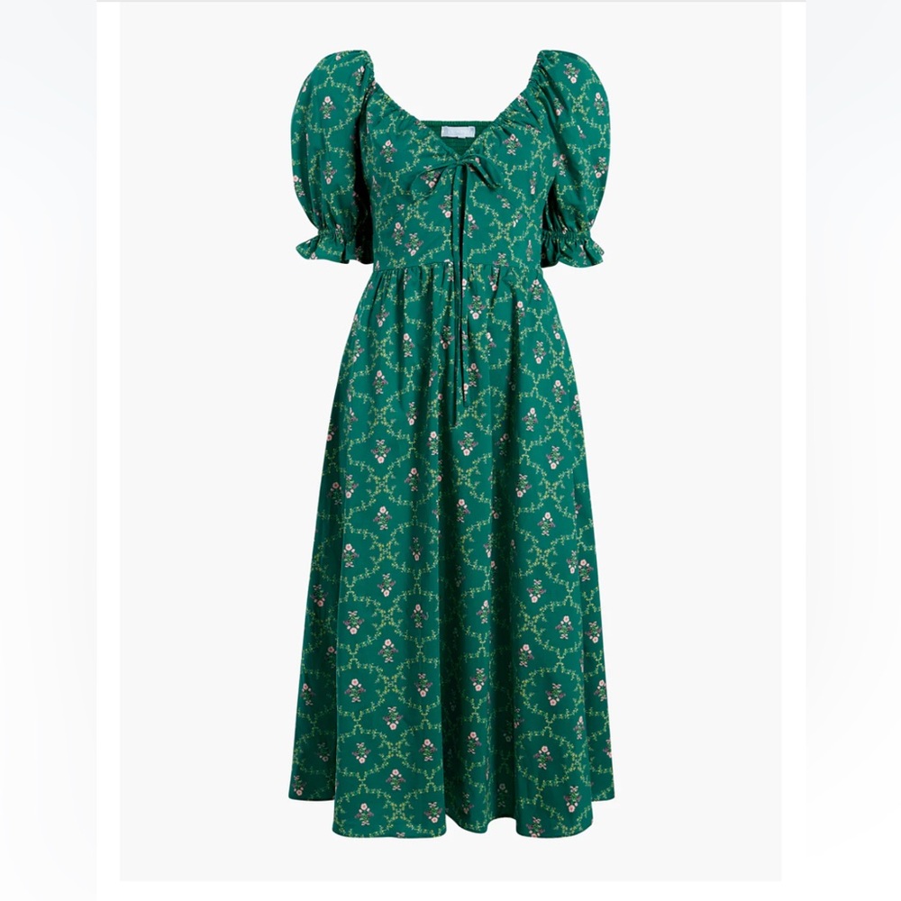 Hill House Home Ophelia Nap Dress Emerald Trellis